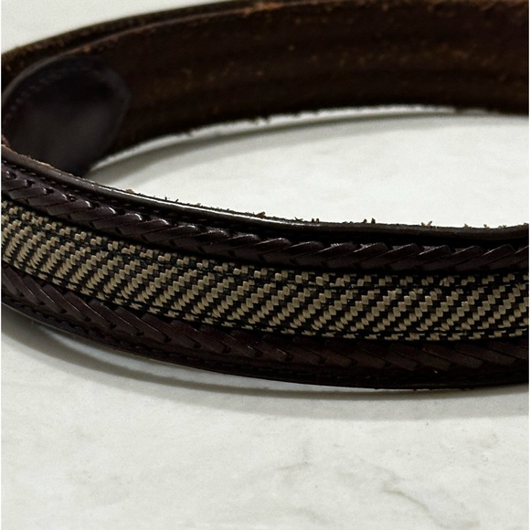Brighton Belt Brown Leather with Inlay Men 36 Brass Tone Buckle P2707 - Picture 1 of 10